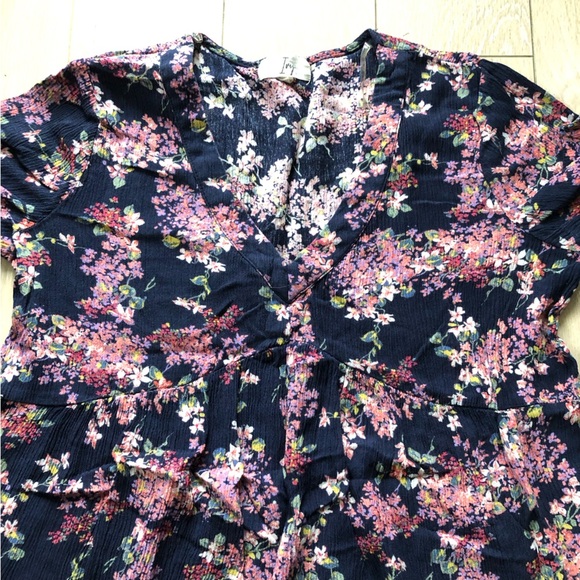 Ivy Tiered Babydoll Floral Print Mini Dress in Navy Size XS - Picture 7 of 11